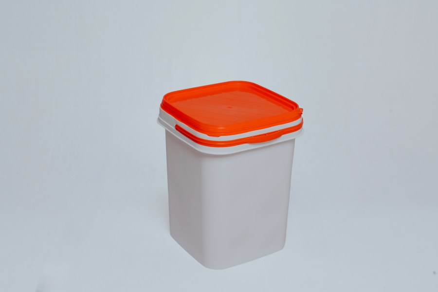 Aksh Industries small white bucket orange lid